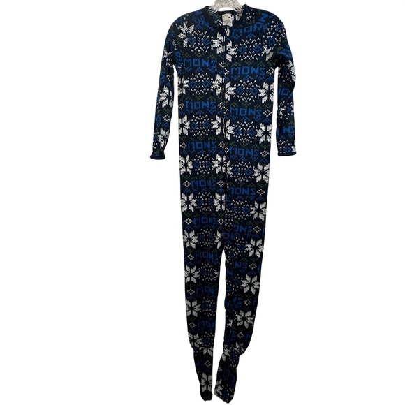 Lands' End Other - Lands End Kids Navy Fair Isle Snowflake Fleece Footed One Piece Pajamas Size 12